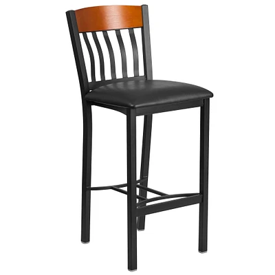 Emma and Oliver Vertical Back Metal/Wood Restaurant Dining Barstool