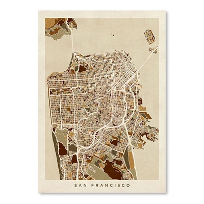 San Francisco City Map by Michael Tompsett Poster Art Print