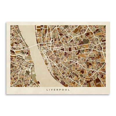 Liverpool England Street Map New 4 by Michael Tompsett  Poster Art Print - Americanflat