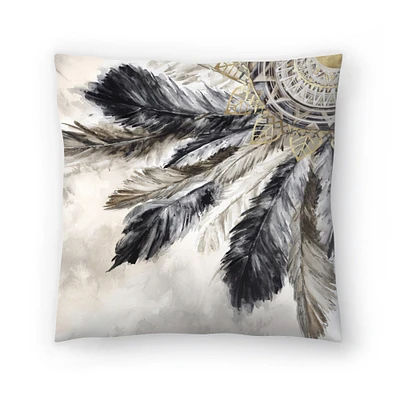 Necklace Of Feathers Ii by PI Creative Art Americanflat Decorative Pillow
