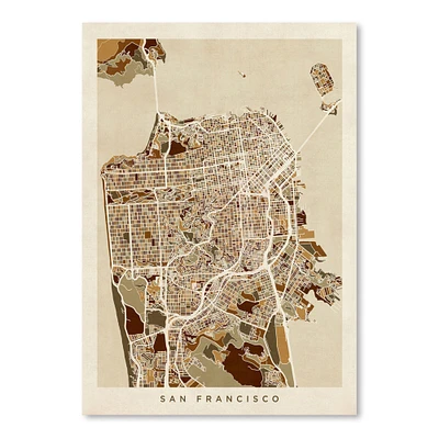 San Francisco City Street Map by Michael Tompsett  Poster Art Print  - Americanflat