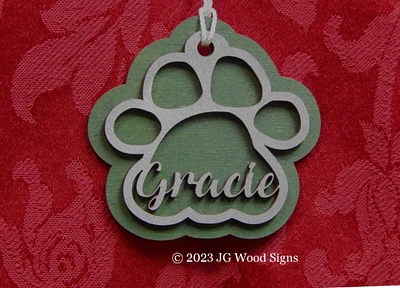 Dog Name Christmas Ornaments Gift Layered Wood JGWoodSigns Ornament GracieB6