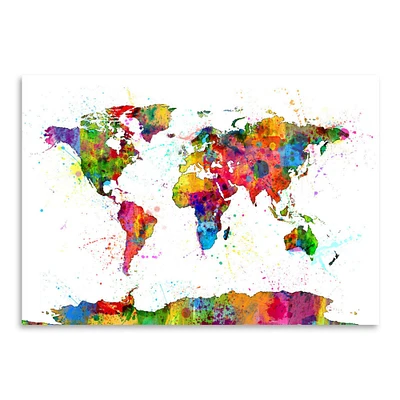 Map Of The World Map Watercolor New 1 by Michael Tompsett  Poster Art Print - Americanflat