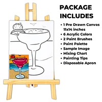 DIY Canvas Art Kit for Adults Beginner 11x14 inch-Colorful, Acrylic Paint, Margarita On The Beach