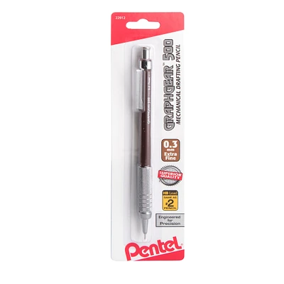 Pentel GraphGear 500 Drafting Pencil .3mm, Brown, Carded Packaging