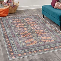Ambesonne Folk Art Decorative Rug, Bohemian Themed Peachy Ethnic Flowers and Traditional Botanical Details, Quality Carpet for Bedroom Dorm and Living Room