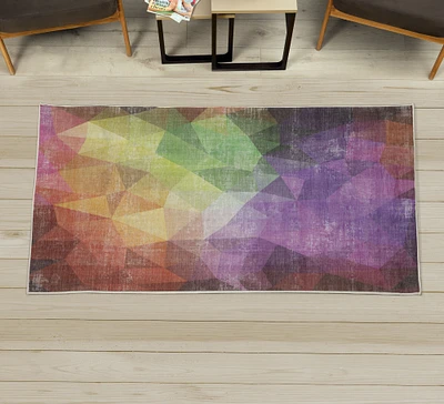 Ambesonne Abstract Decorative Rug, Colorful Geometric Shapes Triangular Polygons Creative and Surreal Style of Print, Quality Carpet for Bedroom Dorm and Living Room, Multicolor