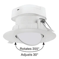 Satco 4" 7W Round LED Gimbal Downlight - 4000K - Cool White, White Finish