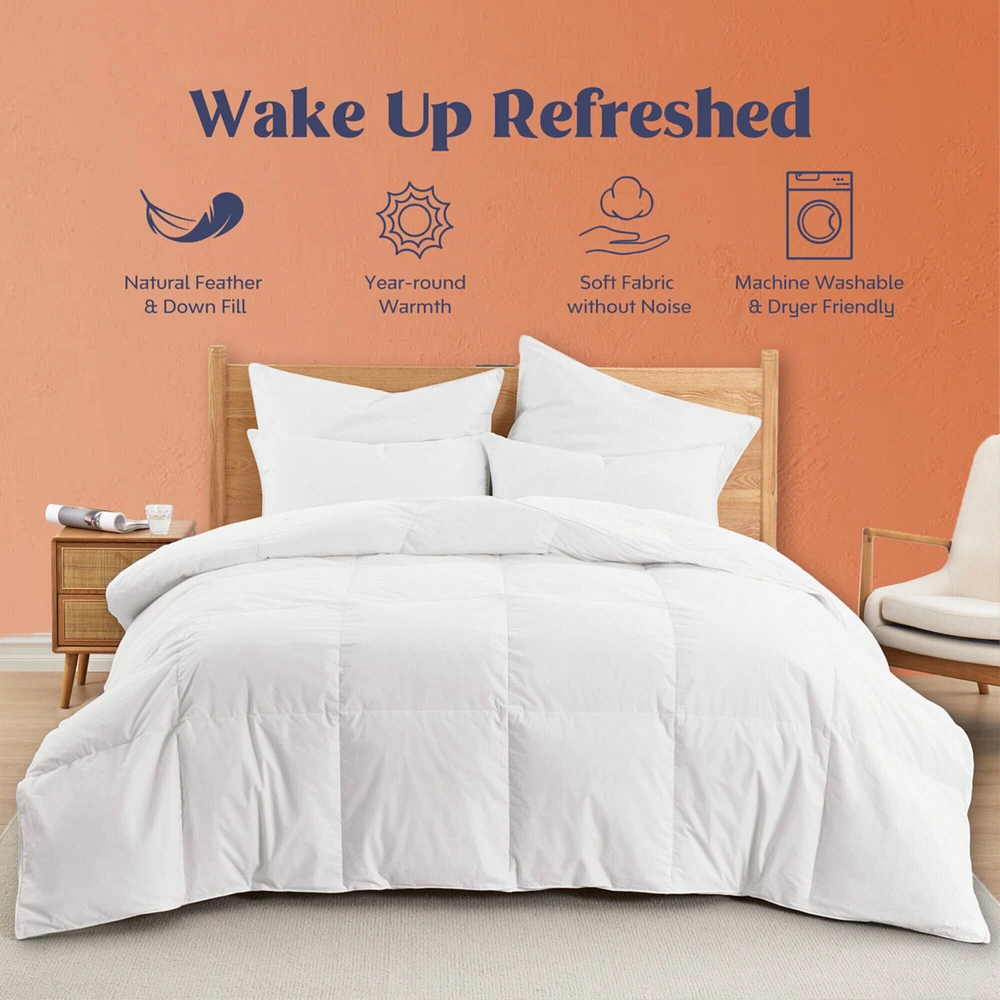 Puredown All Season White Goose Down and UltraFeather Comforter, Down Comforter King, Full and Twin Size