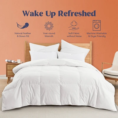 Puredown All Season White Goose Down and UltraFeather Comforter, Down Comforter King, Full and Twin Size