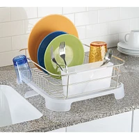 mDesign Alloy Steel Sink Dish Drying Rack Holder with Swivel Spout