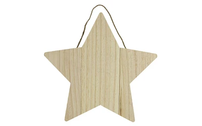 Wood Plaque Star W/Hanger 11.75" Natural