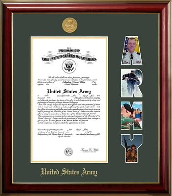 Patriot Frames Army 10x14 Certificate Classic Mahogany Frame with Gold Medallion
