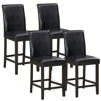 Gymax Set of 4 Bar Stools 25inch Counter Height Barstool Pub Chair w/Rubber Wood Legs