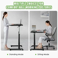 Goplus Height Adjustable Computer Desk Sit to Stand Rolling Notebook Table Black