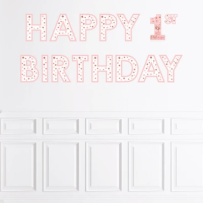 Big Dot of Happiness 1st Birthday Little Miss Onederful - Peel and Stick Girl First Birthday Party Large Banner Wall Decals - Happy Birthday