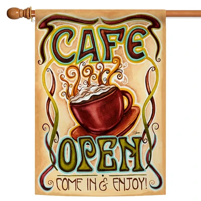 Toland Home Garden 'Cafe Open' Rectangular Outdoor House Flag 40" x 28"