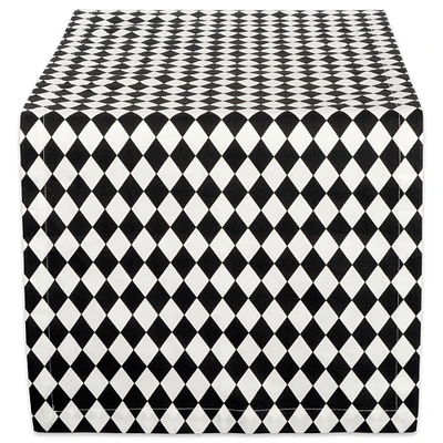 CC Home Furnishings 72" x 14" Black and White Harelquin Print Table Runner