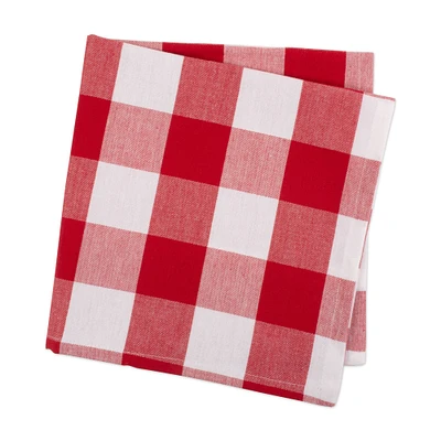 Contemporary Home Living Set of 6 Red and White Checkered Square Napkins 20"