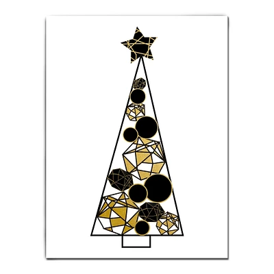 Crafted Creations Gold and Black Glam Tree Christmas Wrapped Rectangular Wall Art Decor 16" x 12"