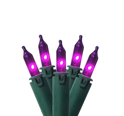 GKI/Bethlehem Lighting 100-Count Purple Commercial Grade Mini Christmas Light Set, 45.5ft Green Wire
