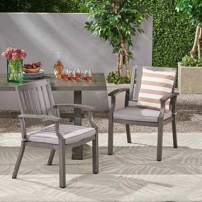 GDF Studio Amanda Outdoor Modern Aluminum Dining Chair With Cushion (Set of 2)