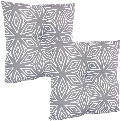Sunnydaze Decor 2 Pack Indoor Outdoor Tufted Throw Pillows Gray Geometric Patio Backyard 19x19