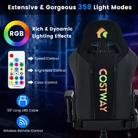 Costway Gaming Chair with RGB LED Lights Racing Game Chair with Meta Base & Class-4 Gas Lift