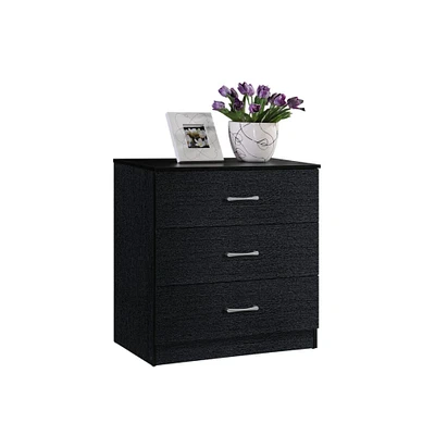 Contemporary Home Living 31.25" Black Rectangular 3 Storage Drawers Bedroom Chest
