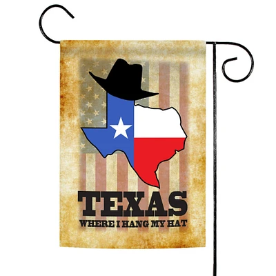 Toland Home Garden Beige and Blue Hang My Hat in Texas Outdoor Garden Flag 18" x 12.5"