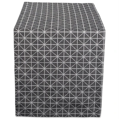 Contemporary Home Living 108" White and Black Geometric Rectangular Table Runner