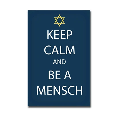 Crafted Creations Navy Blue and White "KEEP CALM AND BE A MENSCH" Hanukkah Rectangular Cotton Wall Art Decor 30" x 20"