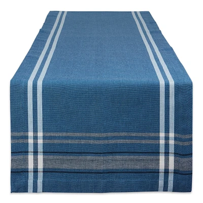 CC Home Furnishings 14" x 108" Blue and White French Chambray Pattern Rectangular Table Runner