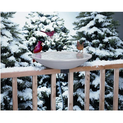 GC Home & Garden 20.75" White EZ Deck Tilt and Clean Heated Bird Bath Bowl