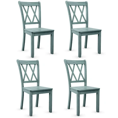 Gymax Set of 4 Wooden Dining Side Chair Armless Chair Home Kitchen Mint Green