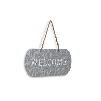 Contemporary Home Living 11.75" Gray and White Garden Style Hanging "Welcome" Sign