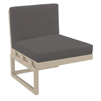 Luxury Commercial Living 30" Taupe Outdoor Patio Extension Lounge Chair with Charcoal Sunbrella Cushion