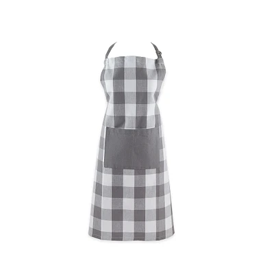 Contemporary Home Living 32" Gray and White Checkered Apron with Pockets