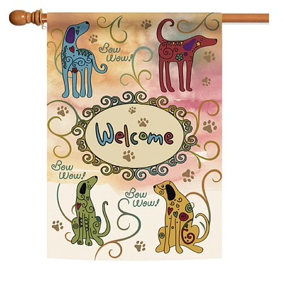 Toland Home Garden Bow Wow 'Welcome' Outdoor House Flag 40" x 28"