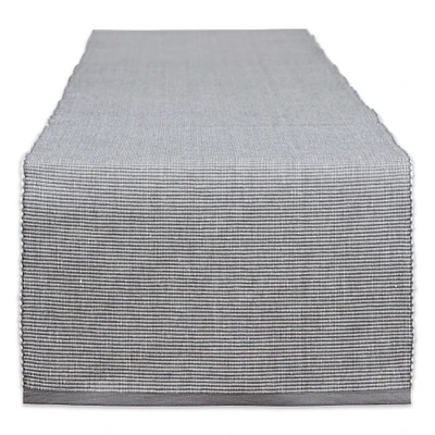 Contemporary Home Living 13" x 72" Gray and White 2-Tone Ribbed Table Runner