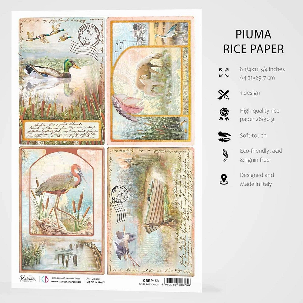 Ciao Bella  Rice Paper A4 Delta Postcards