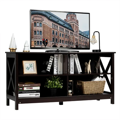 Gymax TV Stand Entertainment Media Center for TVs up to 55 w/ Storage Shelves
