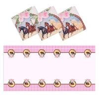 3 Pack Horse Plastic Table Covers, Cowgirl Birthday Party Supplies for Girls (54 x 108 In)