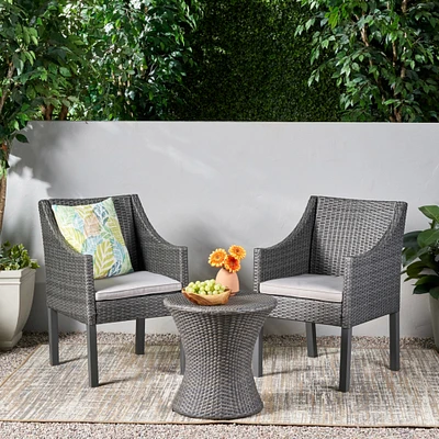 GDF Studio Janet Outdoor 3 Piece Wicker Chat Set