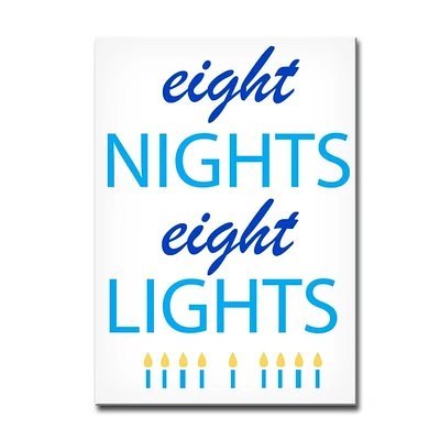 Crafted Creations White and Blue "Eight Nights Eight Lights" Hanukkah Rectangular Wall Art Decor 16" x 12"
