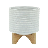 Kingston Living 8" White Textured Ceramic Standing Planter