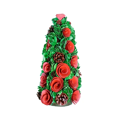 Northlight 15.75" Red and Green Contemporary Flower Christmas Tree Decor