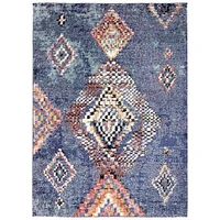 Chaudhary Living 5.25' x 7.25' Off White and Blue Geometric Rectangular Area Throw Rug