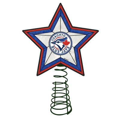 The Memory Company 10" Lighted Blue and White Star MLB Toronto Blue Jays Christmas Tree Topper