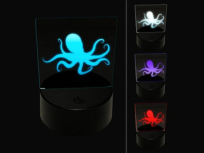 Octopus Solid 3D Illusion LED Night Light Sign Nightstand Desk Lamp